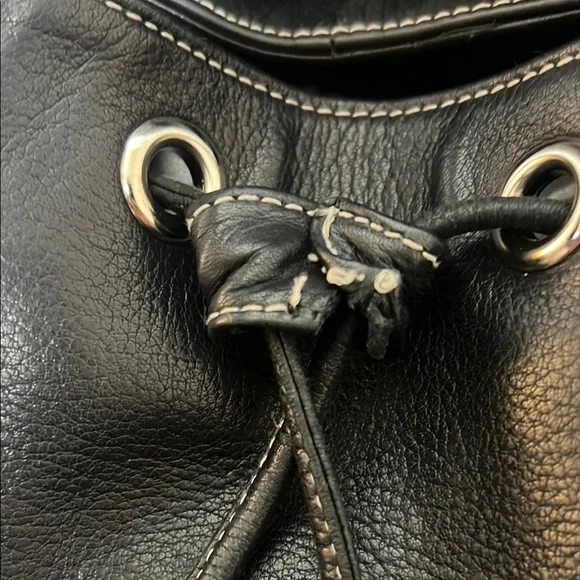 Perlina Black Buttery Smooth Pebbled Leather Backpack - Picture 5 of 14